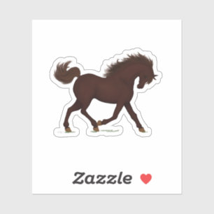 Trotting Brown Horse Pony Equestrian Aufkleber