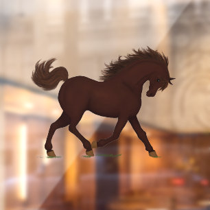 Trotting Brown Horse Pony Equestrian Fensteraufkleber
