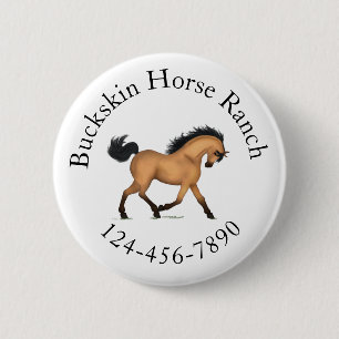 Trotting Buckskin Horse Circular Text Reittier Button