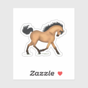 Trotting Buckskin Horse Pony Equestrian Decal Aufkleber