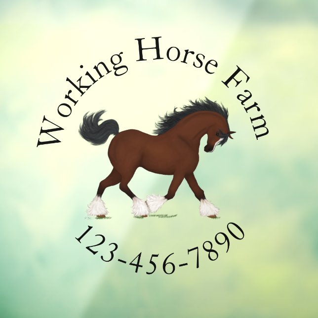 Trotting Clydesdale Horse Circle Text Custom Fensteraufkleber (Blatt 3)