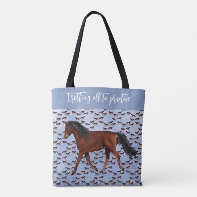 Trotting off to practice horse Tote Tasche (Rückseite)
