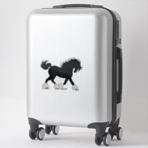 Trotting Shire Pferd Schwarz mit Blaze Aufkleber