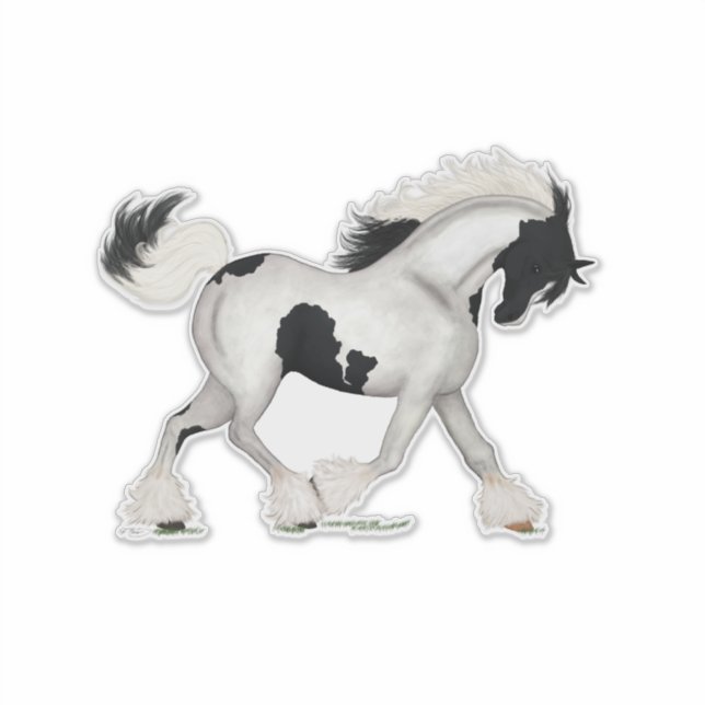 Trotting Sinti und Roma Vanner Horse Pinto Pony Aufkleber (Vorderseite)