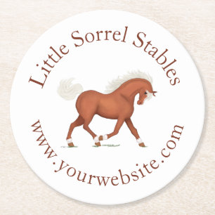 Trotting Sorrel Pferde Kreislauf Runder Pappuntersetzer