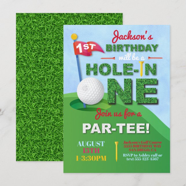 Trou en un 1er anniversaire Invitation partielle (Devant / Derrière)