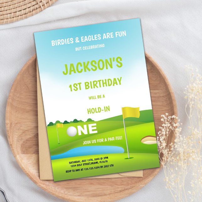 Trou en un Golf Invitation Anniversaire (Hold in one Golf Birthday Invitations)