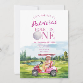 Trou en un rose 1er anniversaire Invitation photo