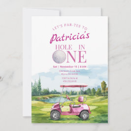 Trou en un rose Golf 1er anniversaire Invitation