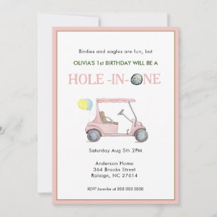 Trou en une fille 1er anniversaire Invitation