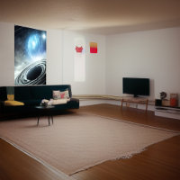 Trou noir et nuage de gaz bleu | AI Art Poster