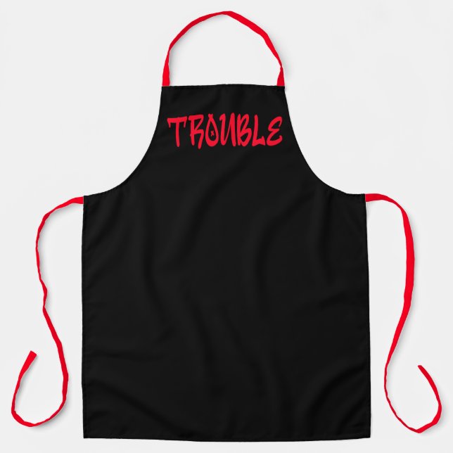 TROUBLE | Red Graffiti Apron Schürze (Vorderseite)
