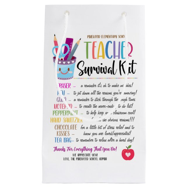 Trousse de survie pour enseignant sac cadeau (Devant)
