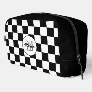 Trousse De Toilette à damiers Monogramme géométrique noir et blanc