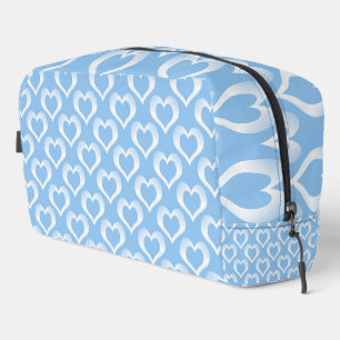 Trousse de toilette à motif cœurs bleu blanc