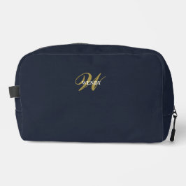 Trousse De Toilette Accessoires de monogramme or bleu marine propre