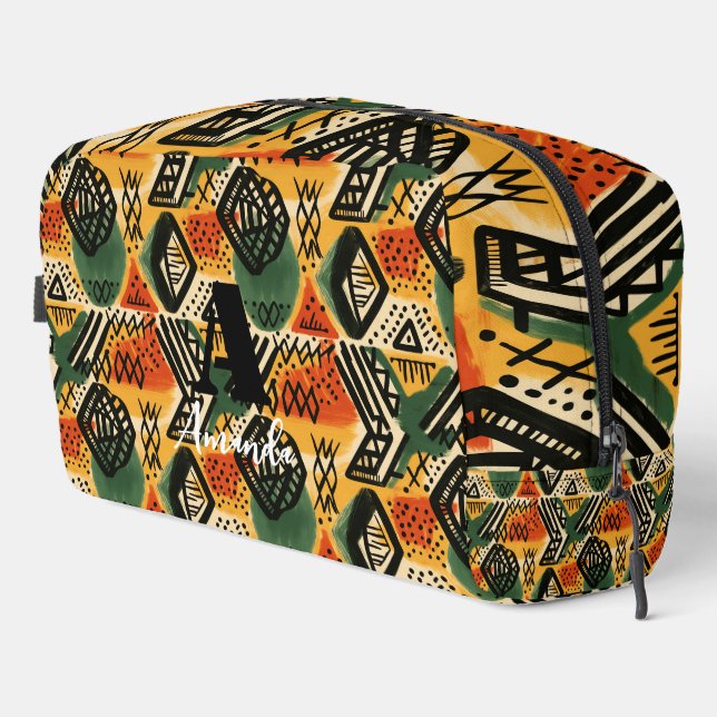 Trousse De Toilette Afrique Amhara Éthiopie Motif ethnique géométrique (Coin droit)