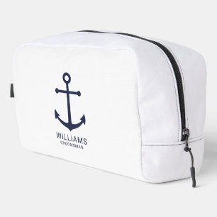 Trousse De Toilette Ancre Bleue marine Nautique Groomsmen personnalisé