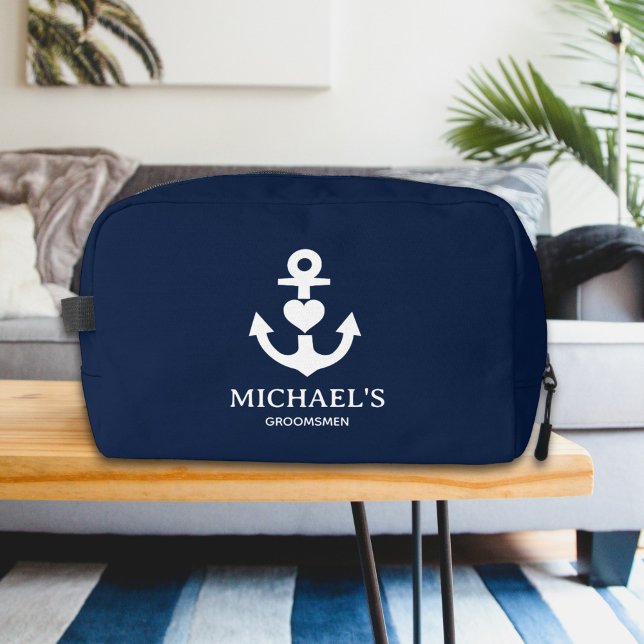 Trousse De Toilette Ancre cardiaque nautique Groomsmen personnalisé Ma (Créateur téléchargé)