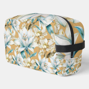 Trousse De Toilette Aquarelle botanique bleu blanc lily floral