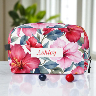 Trousse De Toilette Aquarelle rose rouge florale Élégante