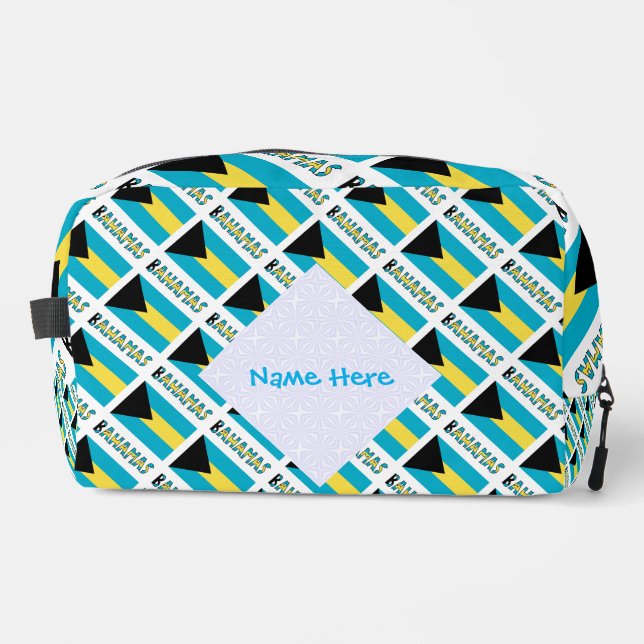 Trousse De Toilette Bahamas Drapeau bahaméen Carrelage bleu personnali (Recto)