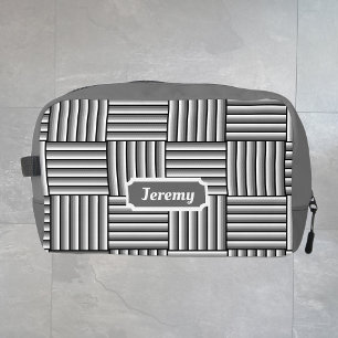 Trousse De Toilette Bandes modernes en noir, blanc et gris - coutume