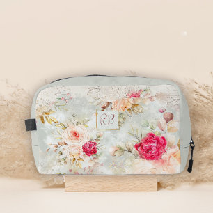 Trousse De Toilette Beau Monogramme de Roses Florales Vintage 