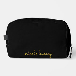 Trousse De Toilette Black and Gold Script | Stylish Monogram Modern