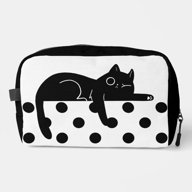 Trousse De Toilette Black cat polka dot Print Sew toiletry Bag (Recto)