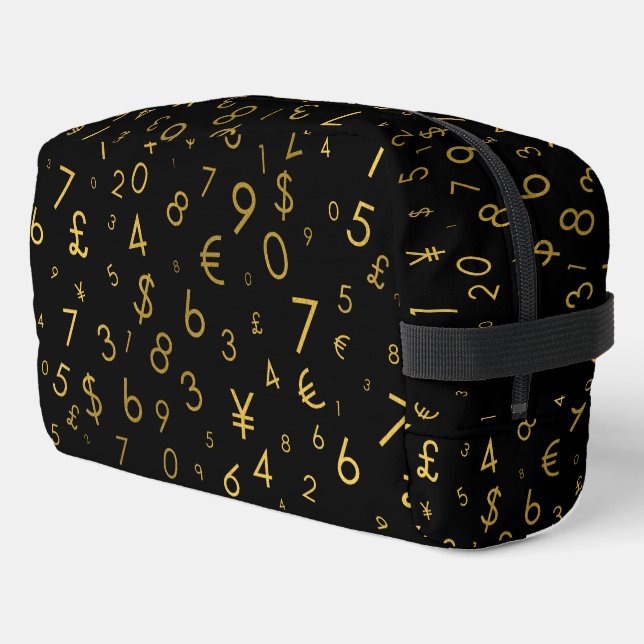 Trousse De Toilette Black Gold Luxury Numéros Devise Symboles Motif (Coin gauche)