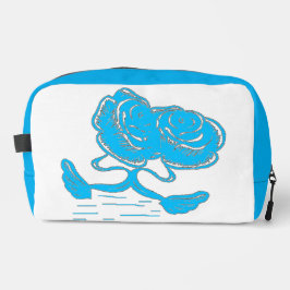 Trousse de toilette bleu azur au motif floral élég