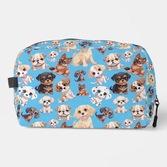 Trousse De Toilette Bleu chien chiot mignon (Recto)