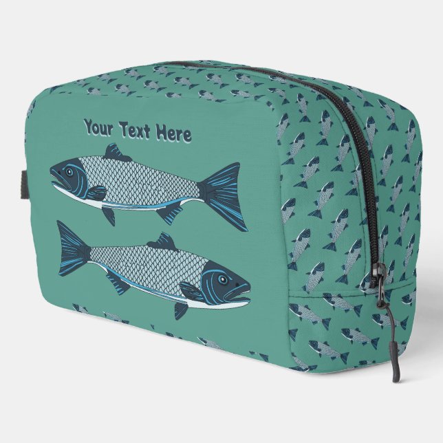 Trousse De Toilette Blue Folk Art Trout/Saumon (Coin droit)