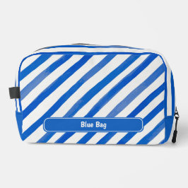 Trousse De Toilette Blue Stripes on White and Text