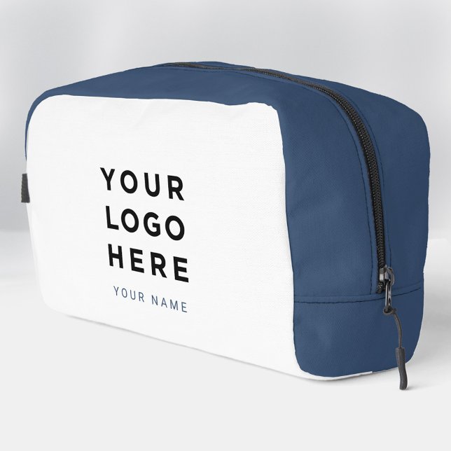 Trousse De Toilette Blue White Business Logo Name Instagram Travel (travel dopp kit)