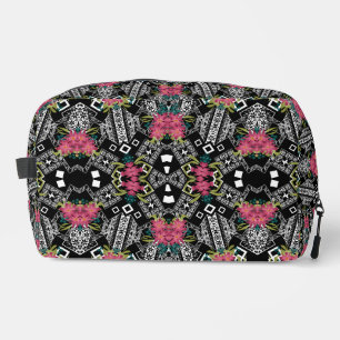 Trousse De Toilette Bouquets de fleurs roses sur une géométrie