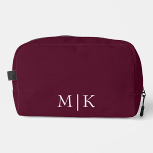 Trousse De Toilette Bourgogne et blanc   Monogramme moderne