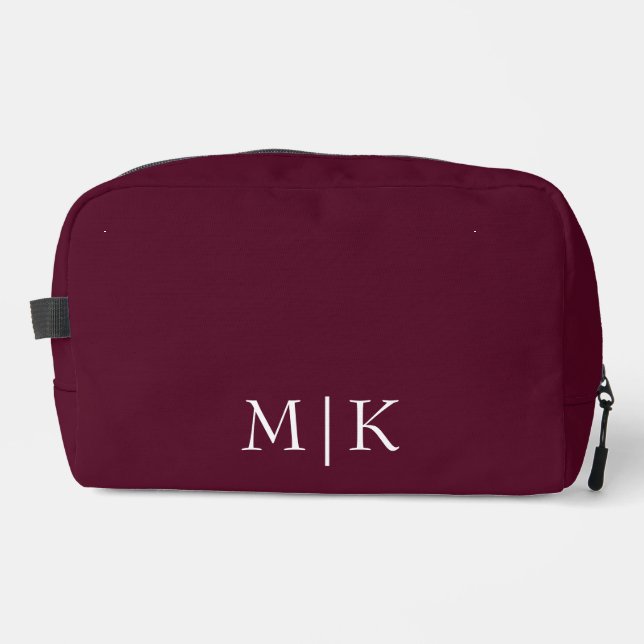 Trousse De Toilette Bourgogne et blanc | Monogramme moderne (Recto)