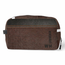 Brown Faux en cuir Monogramme Groomsman Cadeau