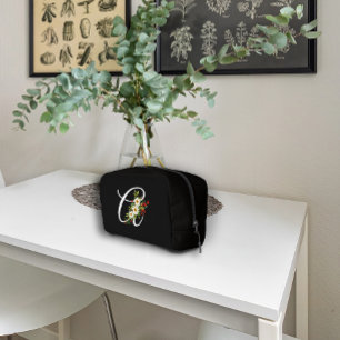 Trousse De Toilette Cadeau classique avec monogramme fleur rouge blanc