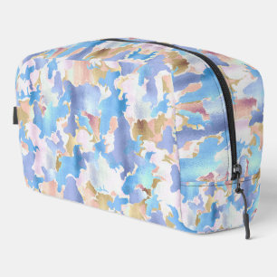 Trousse De Toilette Camouflage Métallique Rose Bleu Or Abstrait