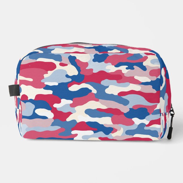 Trousse De Toilette Camouflage rouge blanc et bleu (Recto)