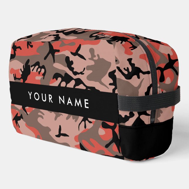 Trousse De Toilette Camouflage rouge et Brown Votre nom Personnalisez (Coin gauche)
