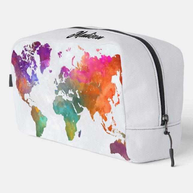 Trousse De Toilette Carte Mondiale En Aquarelle (Coin droit)