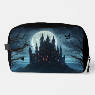 Trousse De Toilette Château sombre, médiéval, chauves-souris & citroui