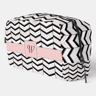 Trousse De Toilette Chevron Noir Blanc et Rose