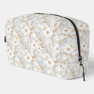 Trousse De Toilette Chic Romantique Blanc Floral Bleu Papillons