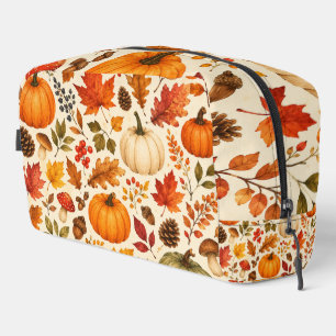 Trousse De Toilette Citrouilles aquarelles d'automne, feuilles d'autom