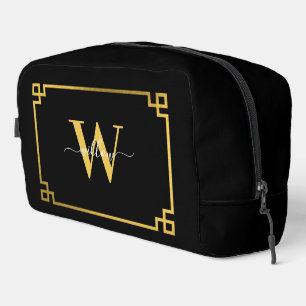 Trousse De Toilette Clé grecque noire et or Monogramme